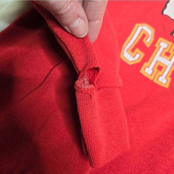 VINTAGE 90s Kansas City Chiefs red crew neck distressed sweater‎ sweatshirt M - Picture 5 of 10
